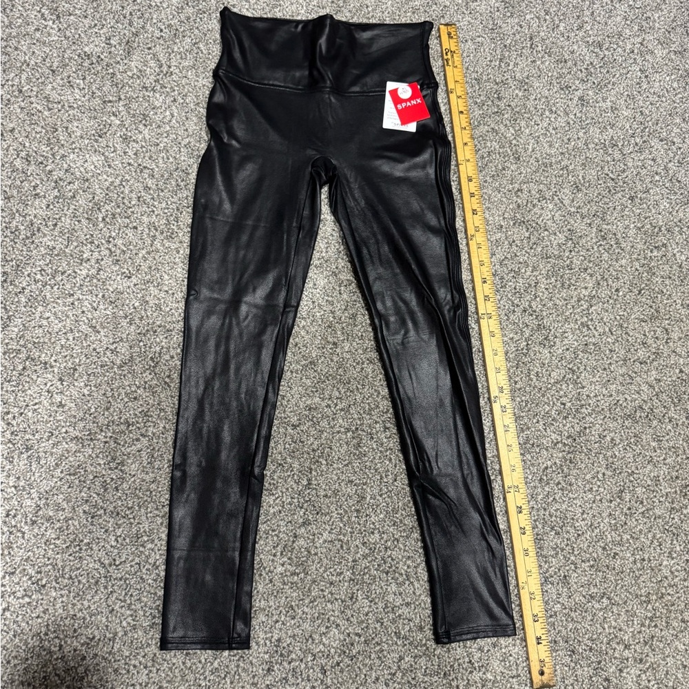 SPANX Charcoal Faux Leather Leggings